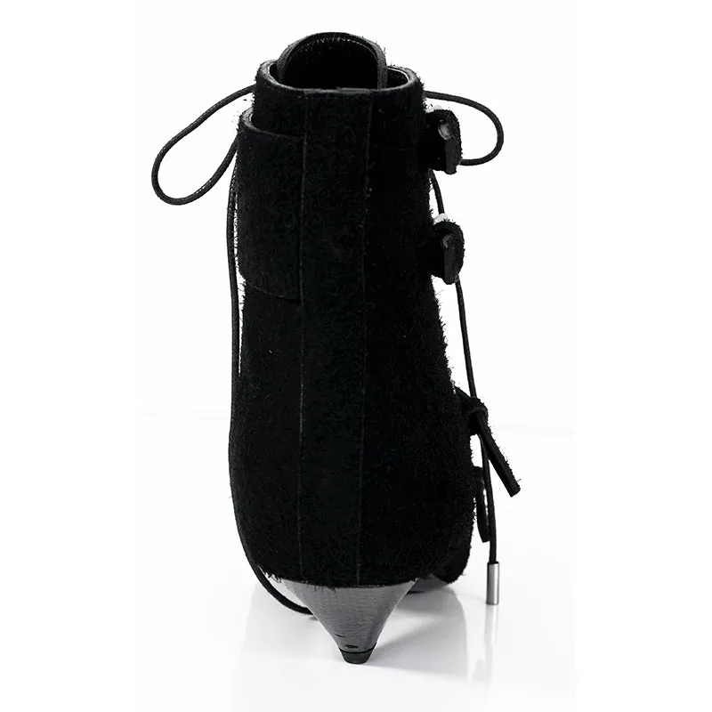 37.5 & 38 NEW $1,895 SAINT LAURENT Runway Black Suede BLAZE 45 BUCKLE Ankle BOOTS
