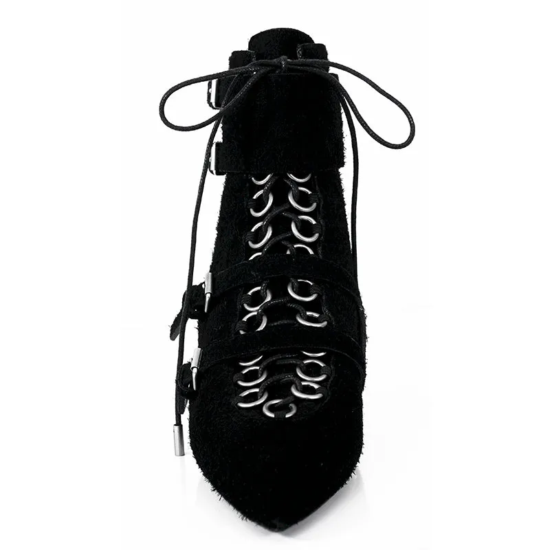 37.5 & 38 NEW $1,895 SAINT LAURENT Runway Black Suede BLAZE 45 BUCKLE Ankle BOOTS