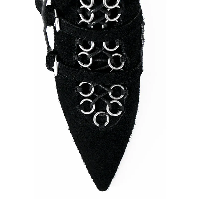 37.5 & 38 NEW $1,895 SAINT LAURENT Runway Black Suede BLAZE 45 BUCKLE Ankle BOOTS