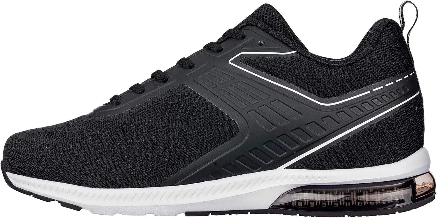 CALTO Men's Invisible Height Increasing Elevator Shoes - Black/White Super Lightweight Sporty Sneakers - 2.4 Inches Taller - Q231 - Size 9 D(M) US