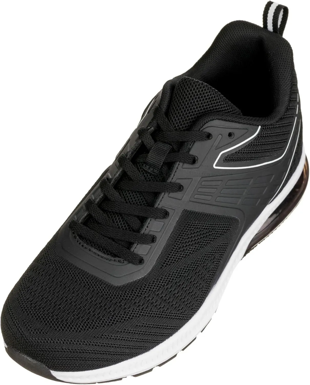 CALTO Men's Invisible Height Increasing Elevator Shoes - Black/White Super Lightweight Sporty Sneakers - 2.4 Inches Taller - Q231 - Size 9 D(M) US