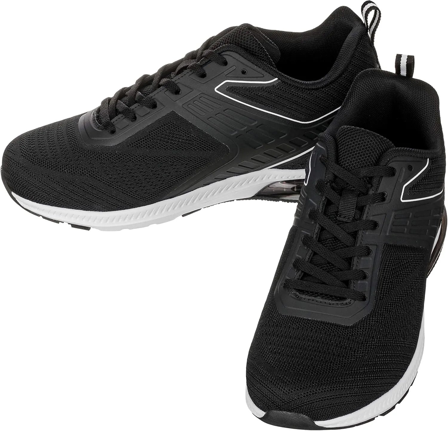 CALTO Men's Invisible Height Increasing Elevator Shoes - Black/White Super Lightweight Sporty Sneakers - 2.4 Inches Taller - Q231 - Size 9 D(M) US
