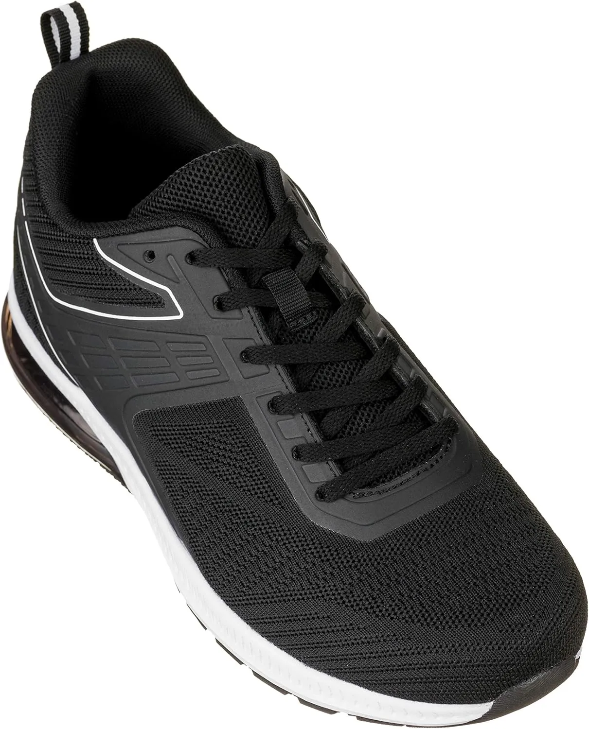 CALTO Men's Invisible Height Increasing Elevator Shoes - Black/White Super Lightweight Sporty Sneakers - 2.4 Inches Taller - Q231 - Size 9 D(M) US