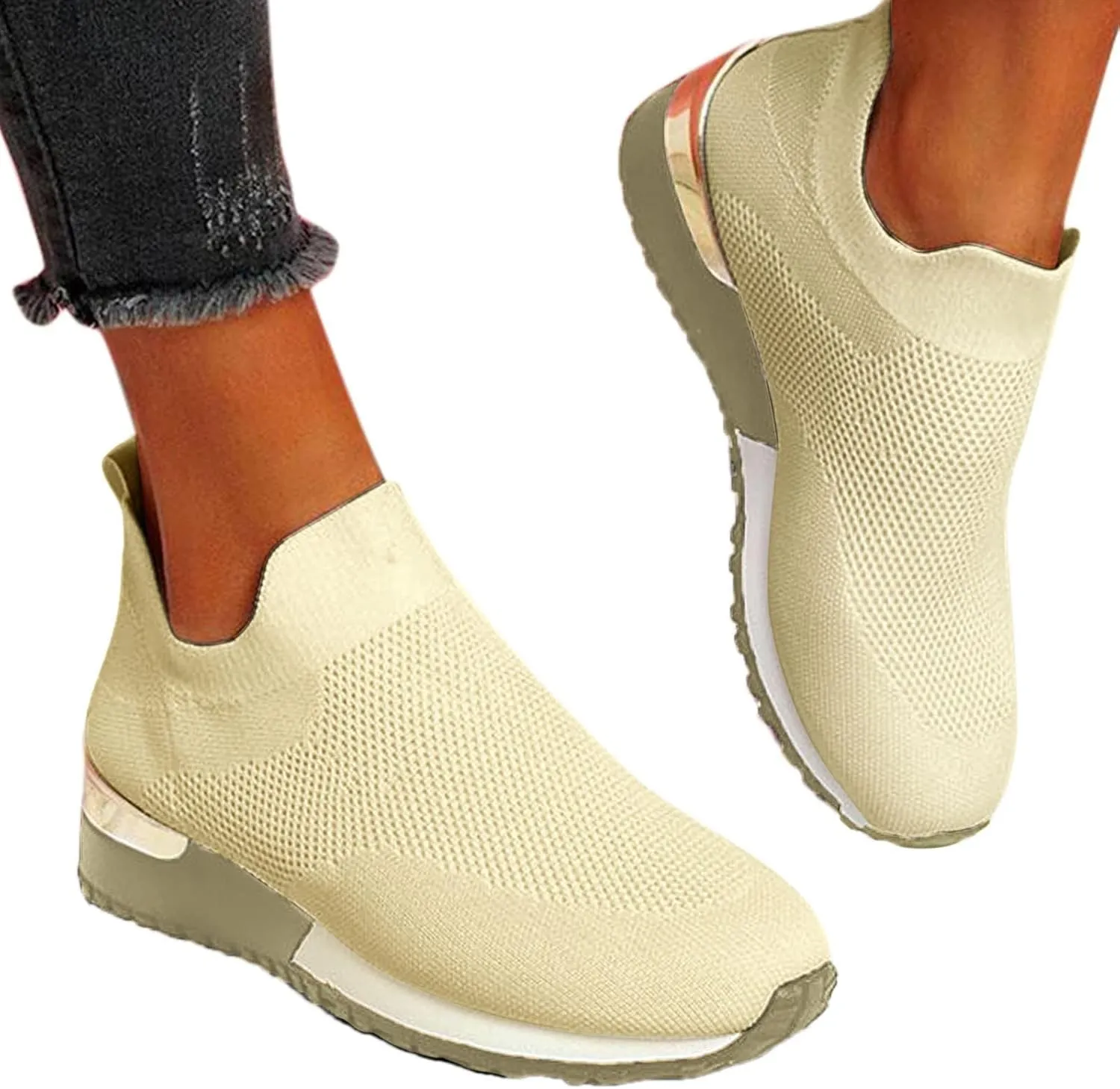 Cathalem Walking Shoes for Women Mesh Flat Shoes Casual Breathable Athletic Tennis Lightweight Summer Sneakers
