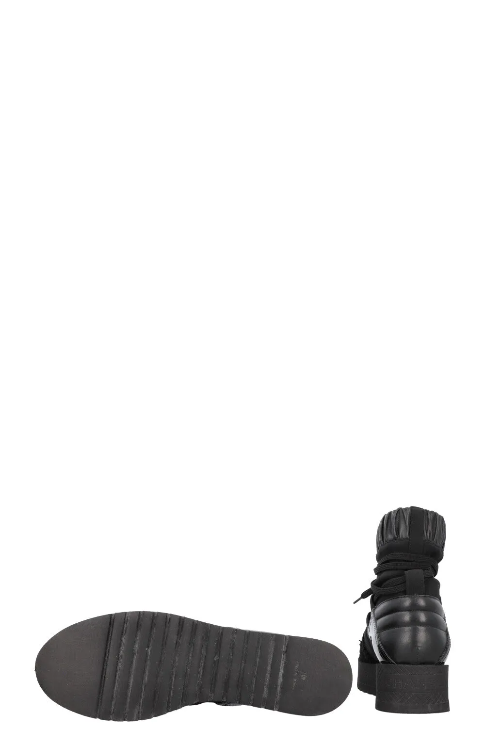 CHANEL 2019 Tweed Nylon Ankle Boots Black