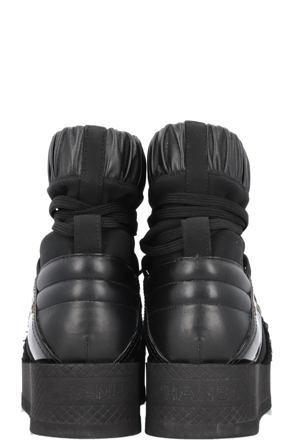 CHANEL 2019 Tweed Nylon Ankle Boots Black