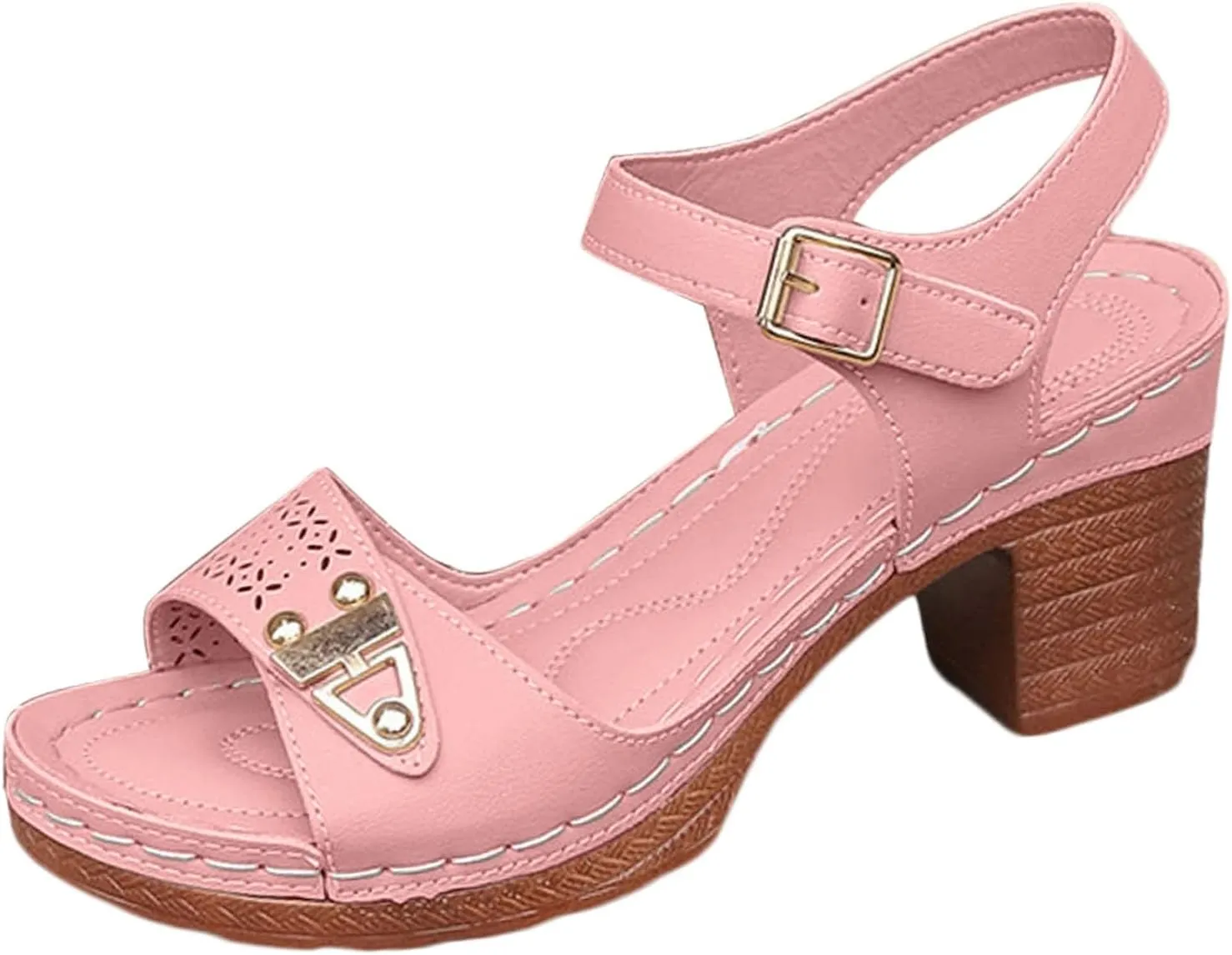 Chunky Block Heeled Sandals for Women Ankle Strappy Open Toe Dressy Heels Sandals Ladies Comfy Wedding Party Dress Shoes