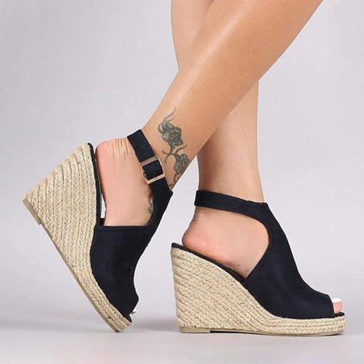 Eduavar Sandals Women Fashion, Womens Sandals Dressy Summer Open Toe Wedge Sandals Ankle Strap Platform Sandals