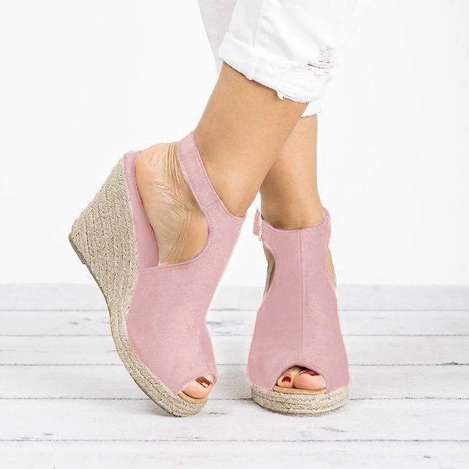 Eduavar Sandals Women Fashion, Womens Sandals Dressy Summer Open Toe Wedge Sandals Ankle Strap Platform Sandals