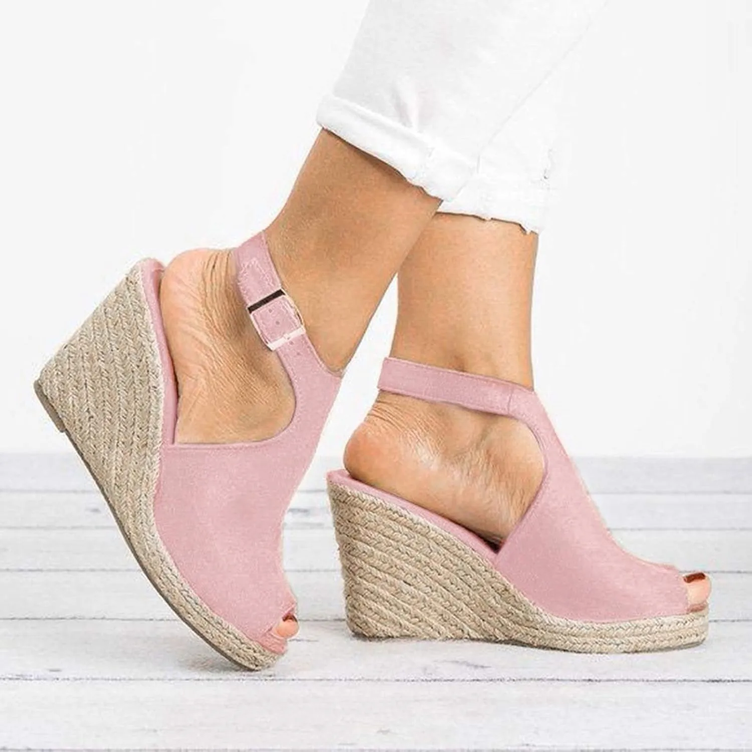 Eduavar Sandals Women Fashion, Womens Sandals Dressy Summer Open Toe Wedge Sandals Ankle Strap Platform Sandals