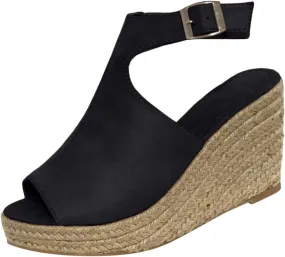 Eduavar Sandals Women Fashion, Womens Sandals Dressy Summer Open Toe Wedge Sandals Ankle Strap Platform Sandals