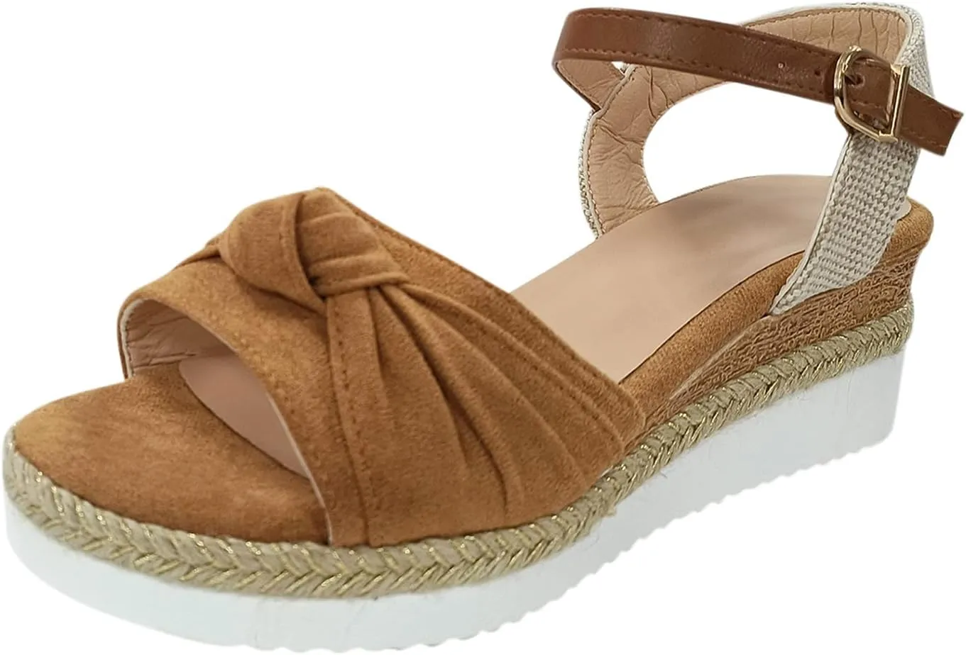 Eduavar Wedge Sandals for Women Summer Dressy Open Toe Ankle Strap Platform Sandals Dress Shoes Comfortable Outdoor Shoes