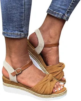 Eduavar Wedge Sandals for Women Summer Dressy Open Toe Ankle Strap Platform Sandals Dress Shoes Comfortable Outdoor Shoes