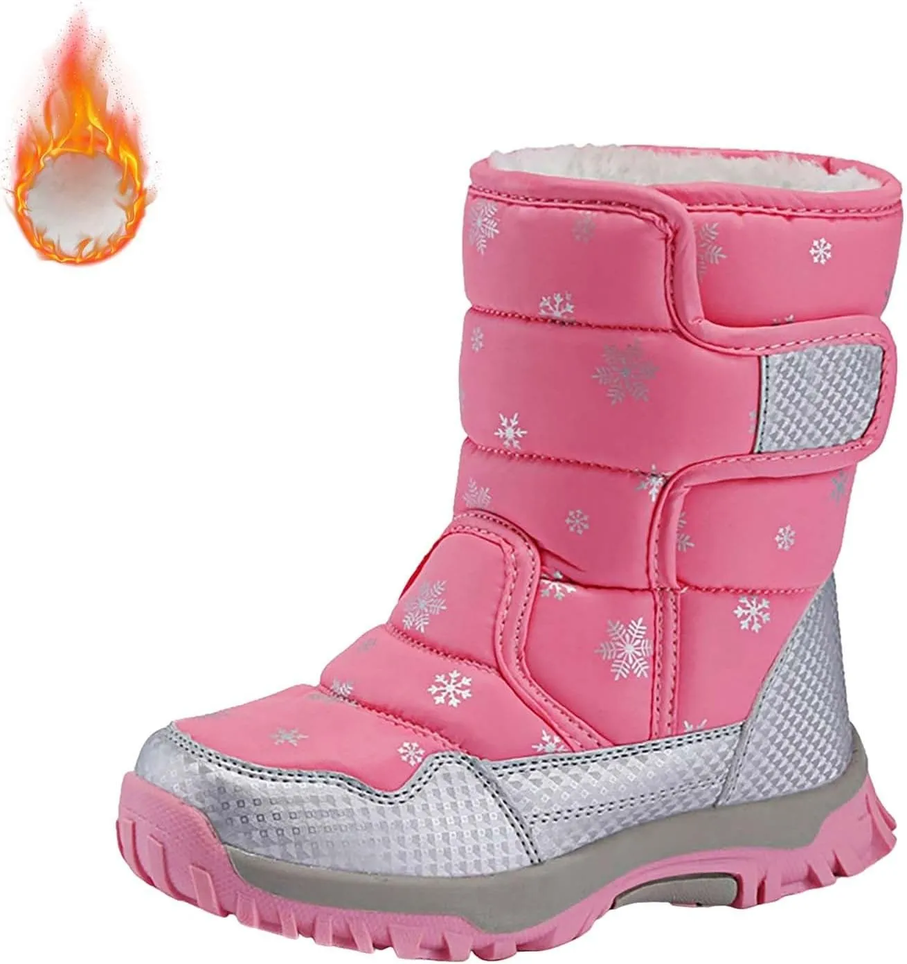 Girls Boys Snow Boots Outdoor Warm Comfortable Non Slip Mid Calf Padded Small Big Kids Plush Lined Winter Shoes