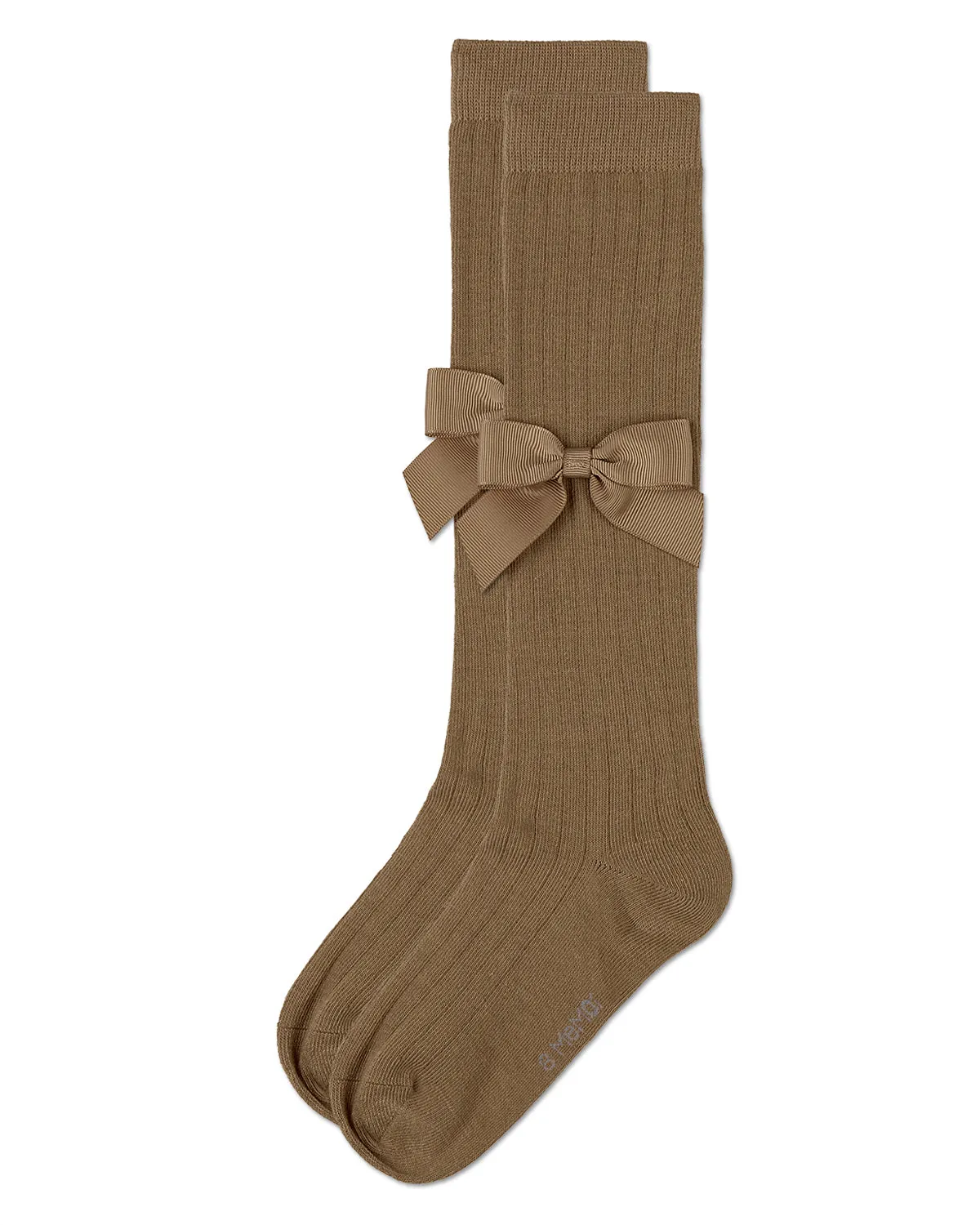 Girls Ribbed Stretch Cotton Bow Trim Knee Sock