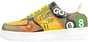 Hand-Painted Platform Sneakers, Artistic Fashion Chunky Casual Shoes, Yellow and White, Unisex