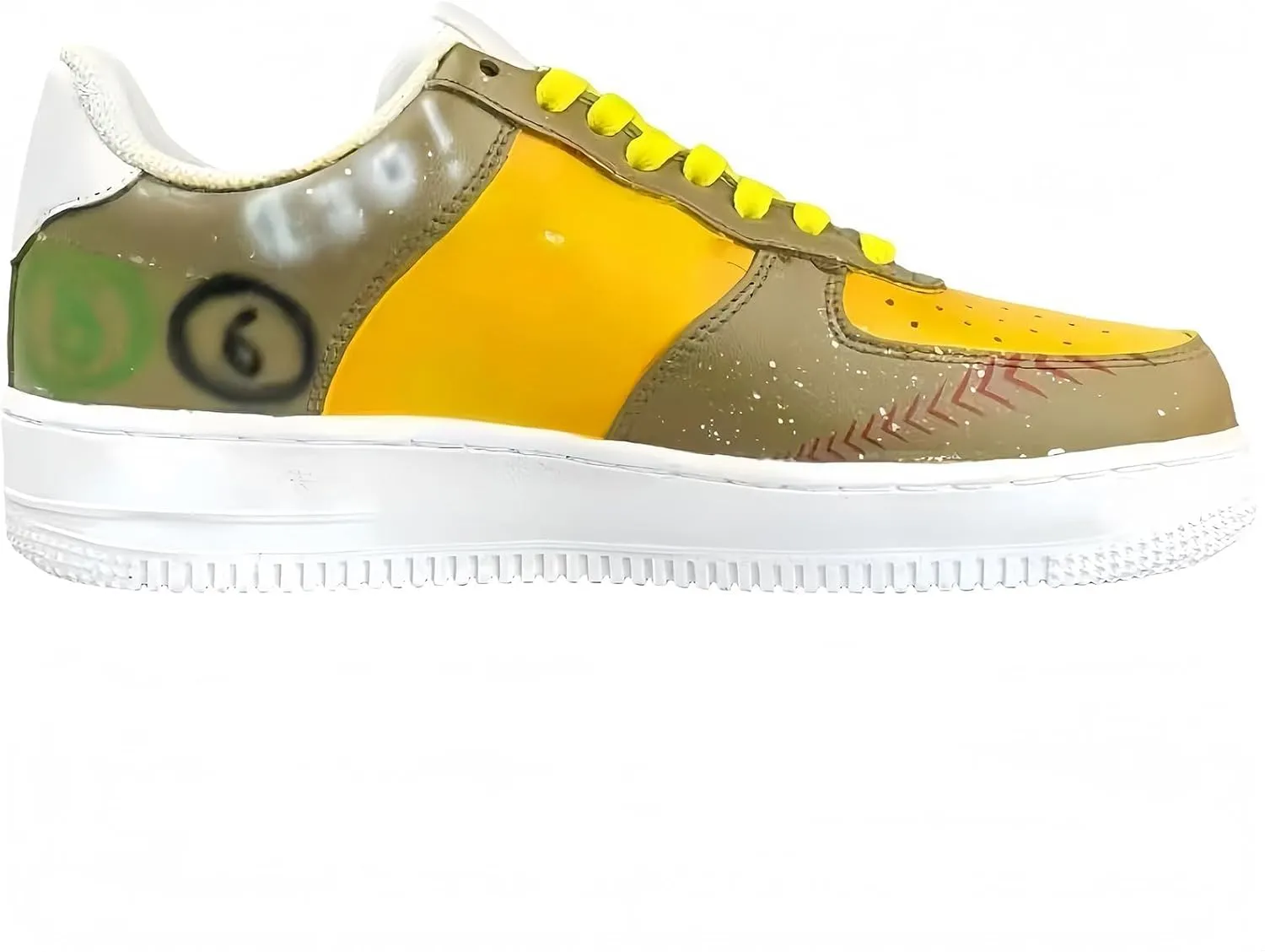 Hand-Painted Platform Sneakers, Artistic Fashion Chunky Casual Shoes, Yellow and White, Unisex