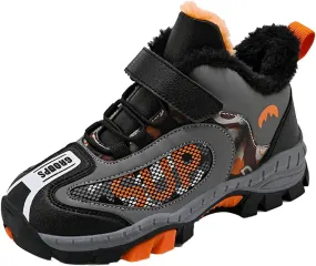 Kids Warm Fr Lined Ankle Snow Boots for Girls Boys Comfy Winter Shoes Lightweight Running Athletic Shoes School