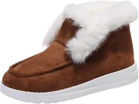 Ladmiple Snow Boots For Women Slip On Winter Ankle Boots Classic Faux Fur Lined Fashion Casual Warm Outdoor Walking Shoes