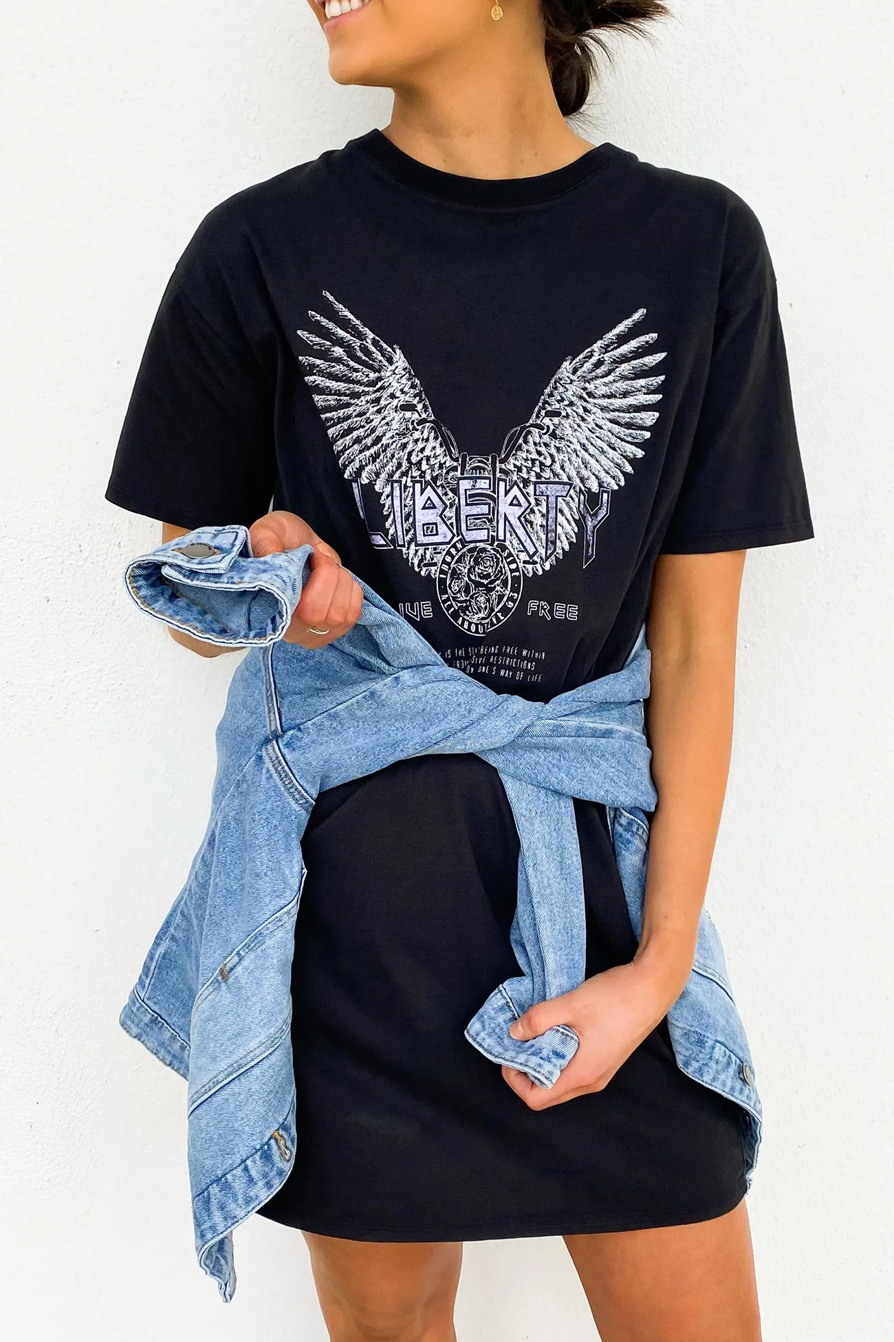 Liberty Tee Dress Washed Black