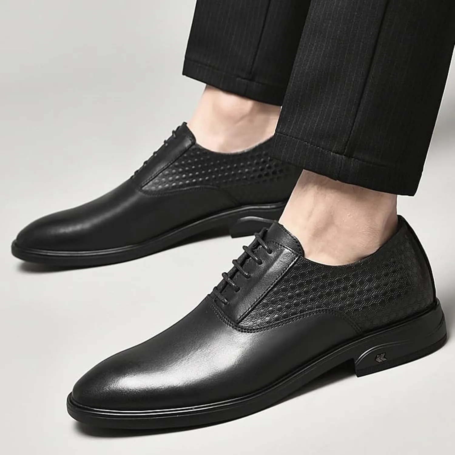 Men's Genuine Leather Dress Shoes Comfortable Slip On Loafers Classic Formal Business Shoes Wedding Party Classic Brogue Oxford
