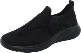 Men's Slip On Sock Shoes Breathable Elastic Knit Sneakers Lightweight Cushion Walking Shoes Non Slip Elderly Shoe