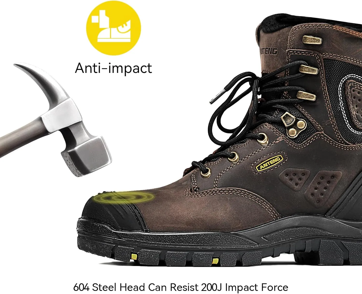 Men's Work & Safety Footwear, Mens Composite Toe Work Boots, Non-Slip Waterproof Work Boots for Men, Anti-Static, Anti-Puncturing with 2 PU Insole for Workers' Safety
