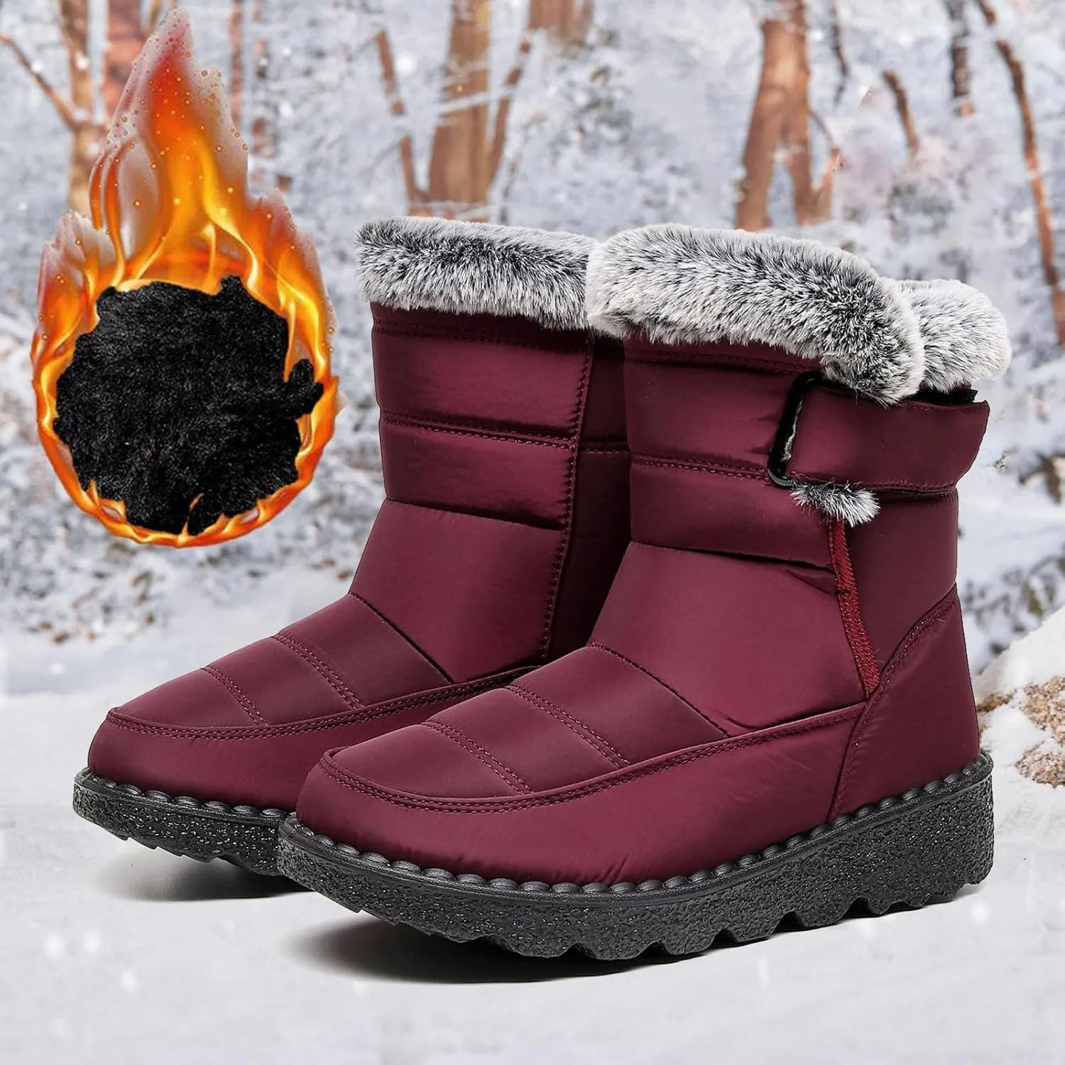 Snow Boots for Teen Girls Waterproof Boots Waterproof Ankle Booties Fleece Warm Outdoor Boots Womens Work Boots