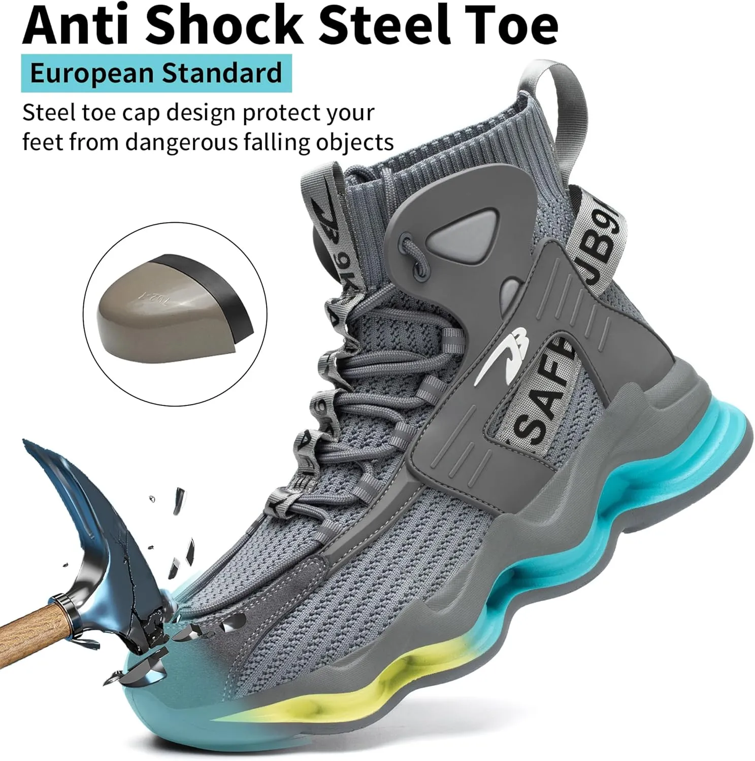 Steel Toe Work Boots for Men Work Shoes Composite Toe Construction Boots for Men