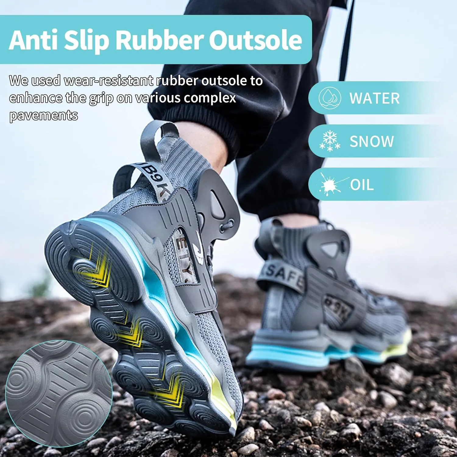 Steel Toe Work Boots for Men Work Shoes Composite Toe Construction Boots for Men
