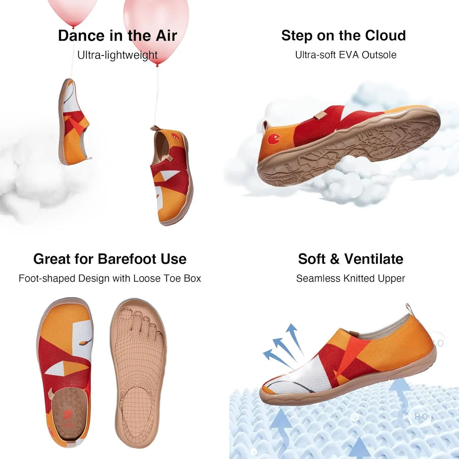 UIN Women's Slip Ons Lightweight Flats Walking Casual Loafers Travel Shoes Toledo  Color & Geometry
