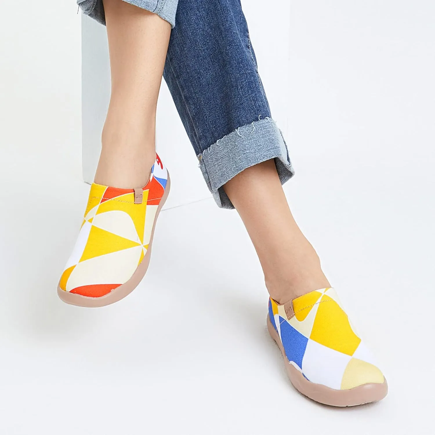 UIN Women's Slip Ons Lightweight Flats Walking Casual Loafers Travel Shoes Toledo  Color & Geometry