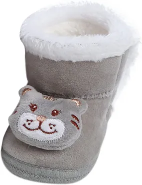 Warm Faux Fur Lined Soft Boots Baby Winter Ankle Non-Slip Rubber Texture Sole Toddler Winter Snow Kids Shoes
