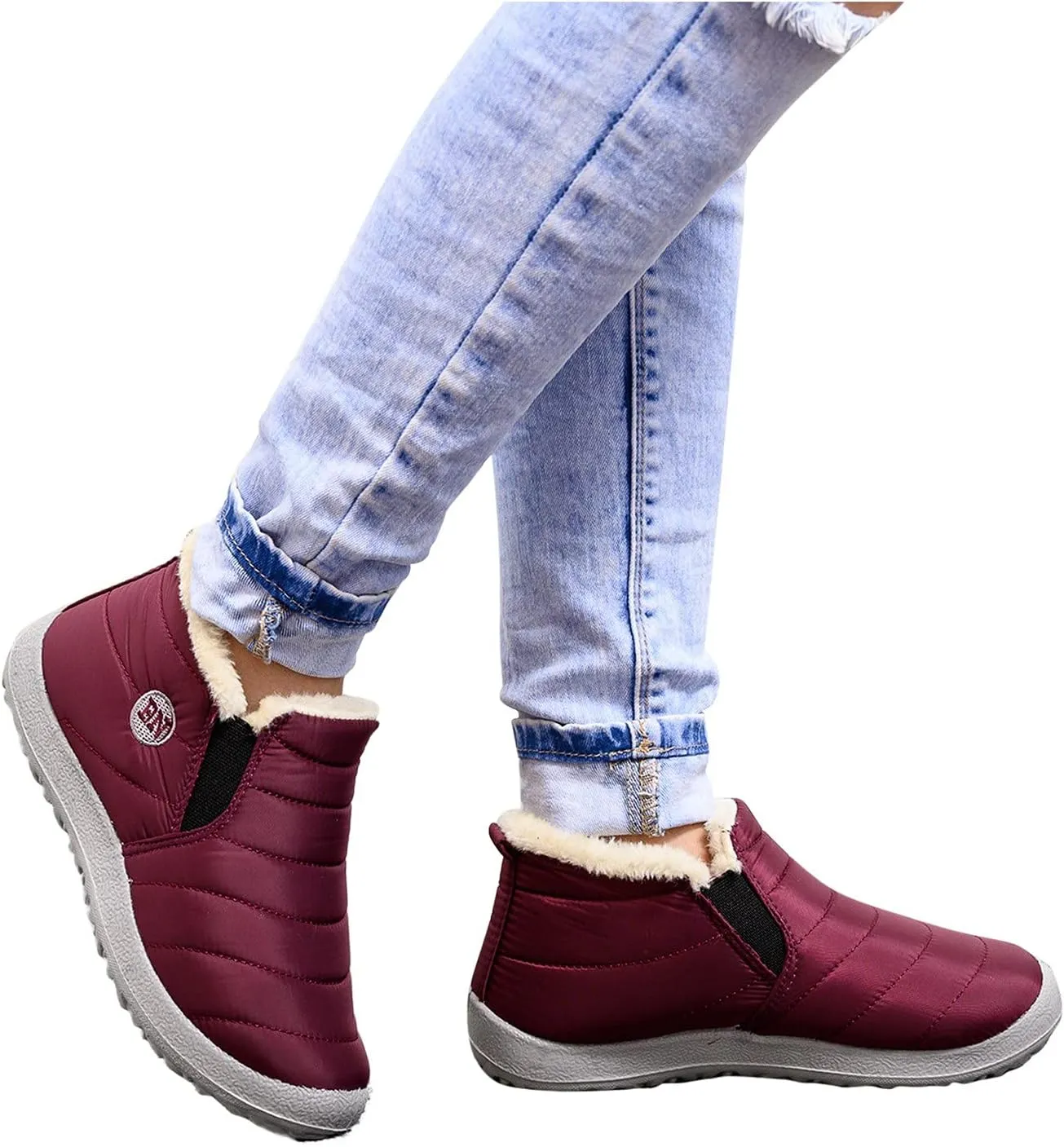 Winter Snow Boots for Women Plush Lined Warm Ankle Booties Outdoor Anti-Slip Waterproof Comfortable Short Boot