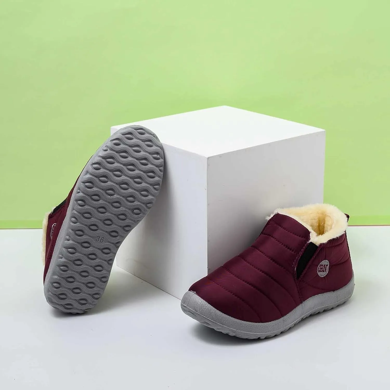 Winter Snow Boots for Women Plush Lined Warm Ankle Booties Outdoor Anti-Slip Waterproof Comfortable Short Boot