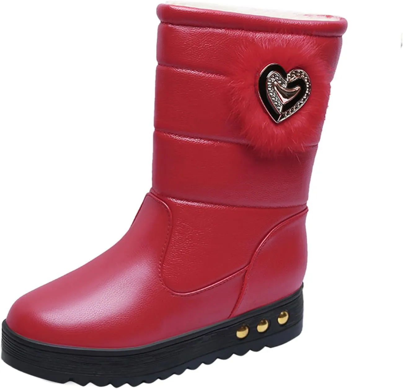Womens Snow Boots Mid Calf Waterproof Winter Boots Fully Fur Lined Booties Slip on Fleece Ankle Boots Lace Up Ladies Outdoor Sneakers Winter Shoes