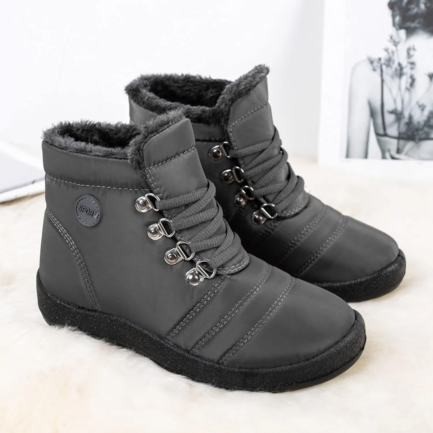 Women's Snow Boots Waterproof Boots Waterproof Insulated Fur Boots Fleece Winter Work Boots for Women Teens Winter Boots