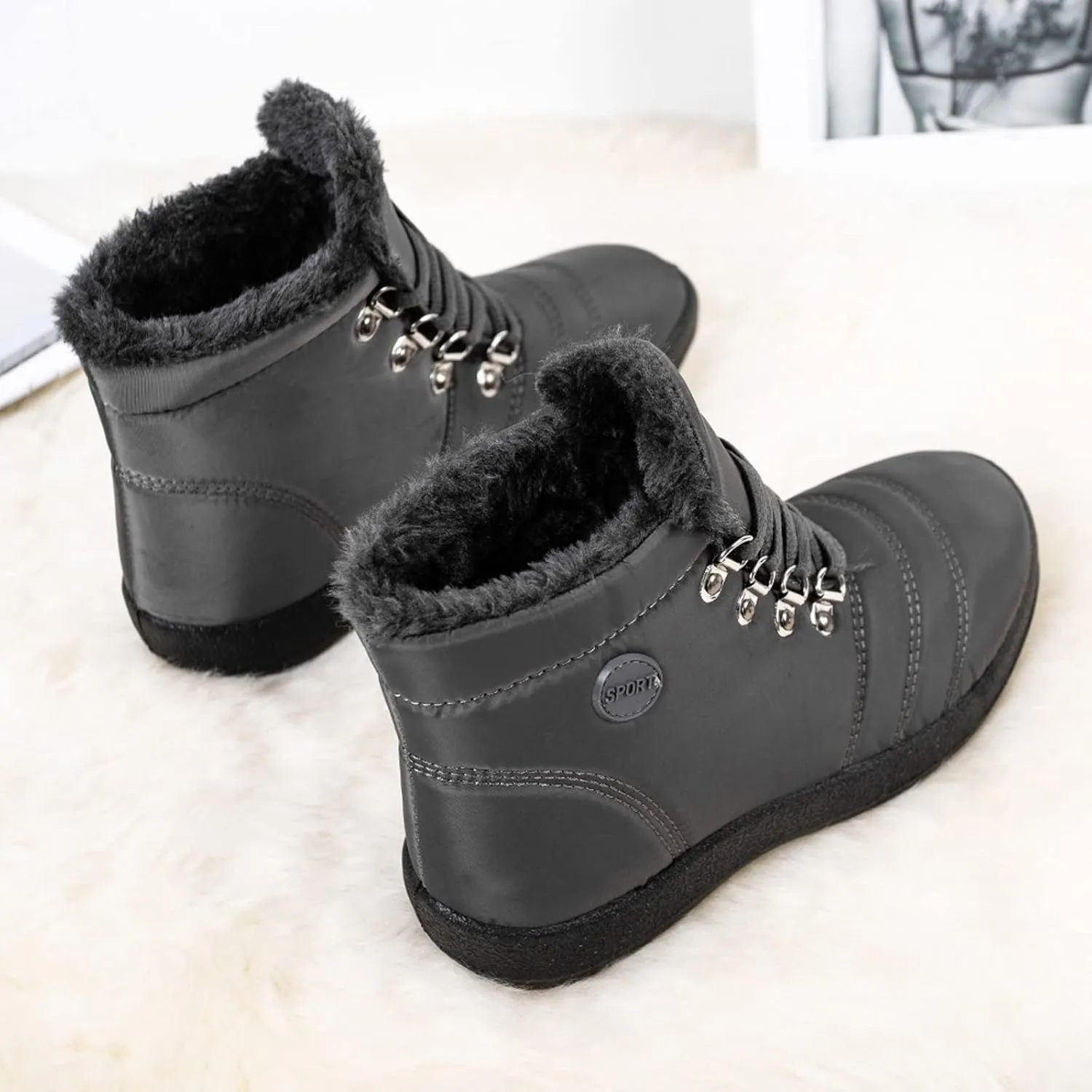 Women's Snow Boots Waterproof Boots Waterproof Insulated Fur Boots Fleece Winter Work Boots for Women Teens Winter Boots